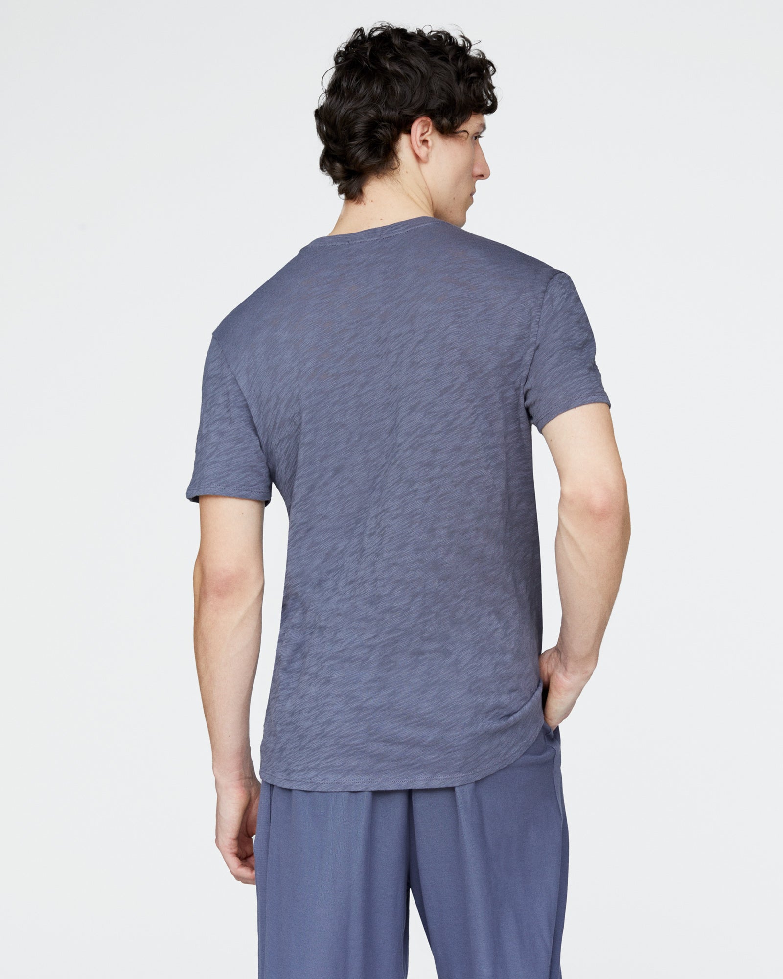 Slub Jersey Crew Neck Tee - Dusk Blue - Image 4