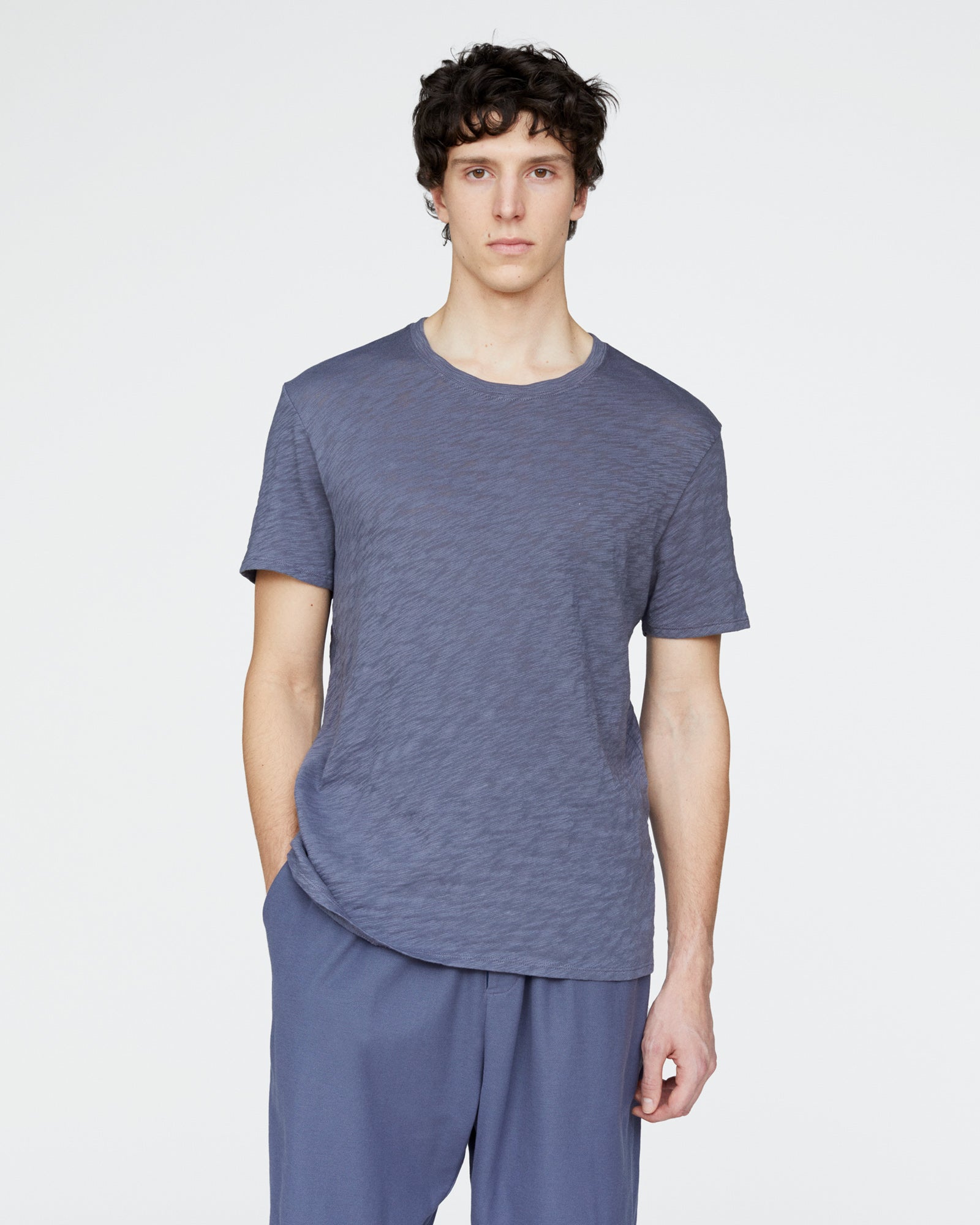 Slub Jersey Crew Neck Tee - Dusk Blue