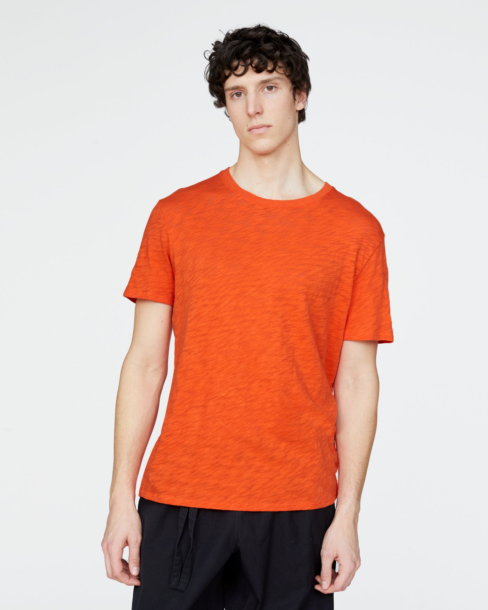 Slub Jersey Crew Neck Tee - Tomato