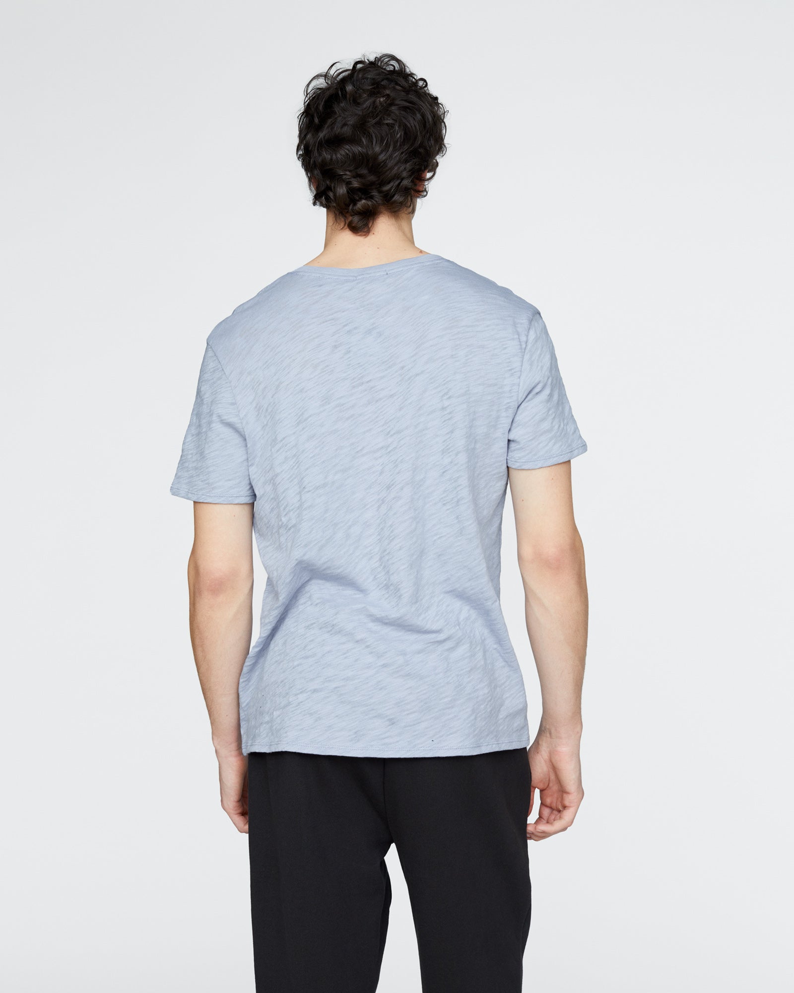 Slub Jersey V-Neck Tee - Cool Water - Image 4