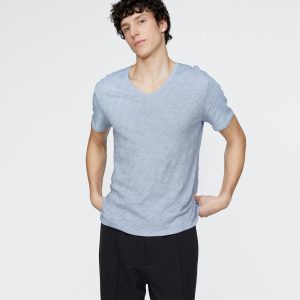Slub Jersey V-Neck Tee - Cool Water