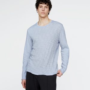 Slub Jersey Long Sleeve Destroyed Wash Tee - Cool Water