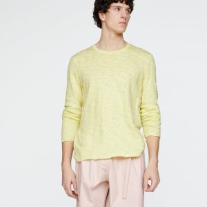 Slub Jersey Long Sleeve Destroyed Wash Tee - Mellow Yellow