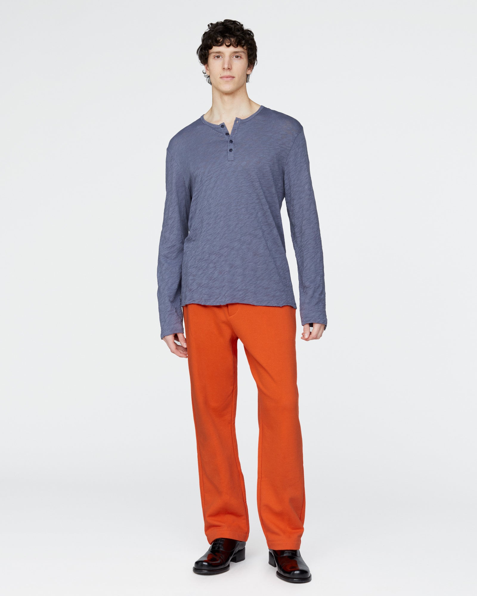 Slub Jersey Destroyed Wash Henley - Dusk Blue - Image 2
