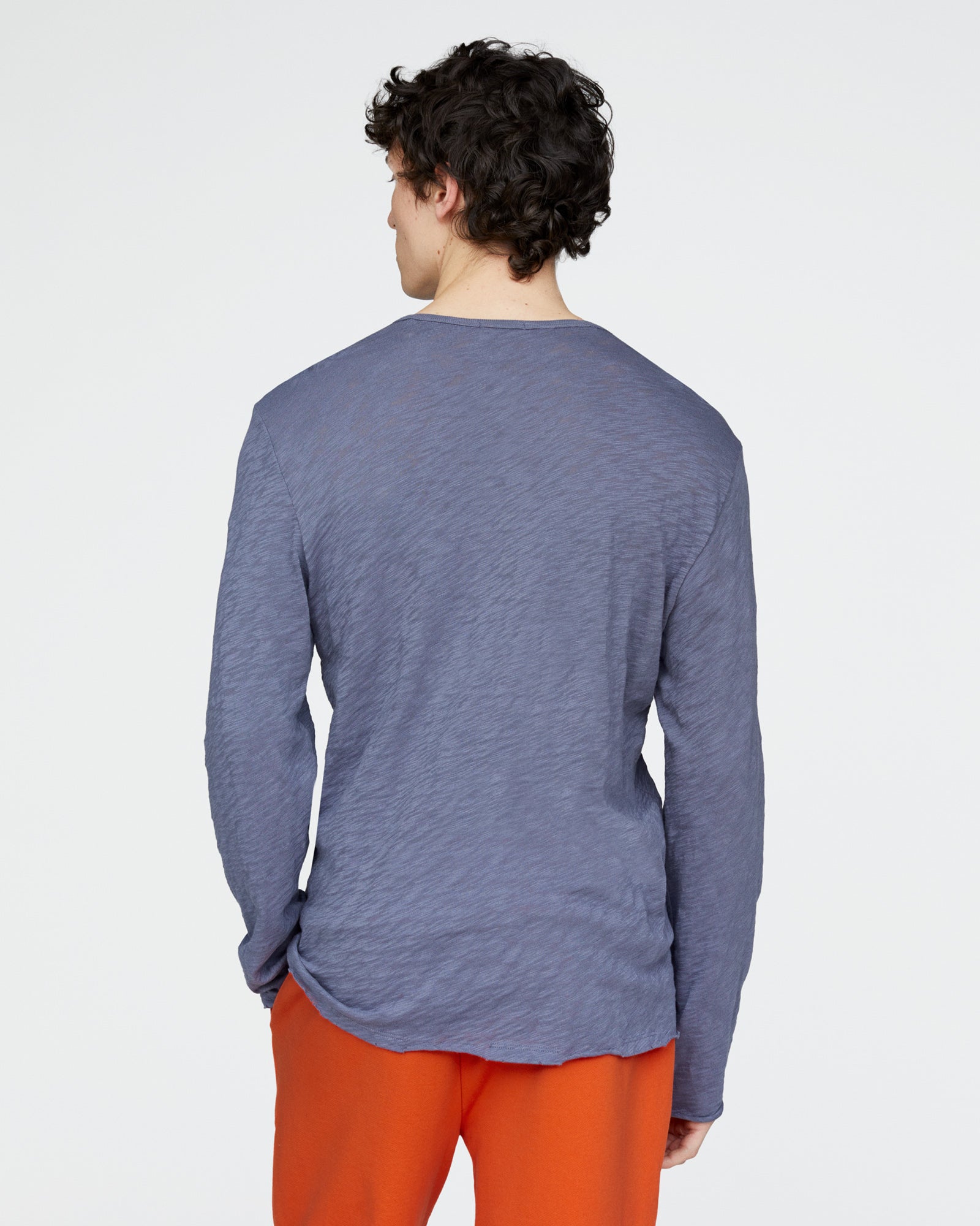 Slub Jersey Destroyed Wash Henley - Dusk Blue - Image 5