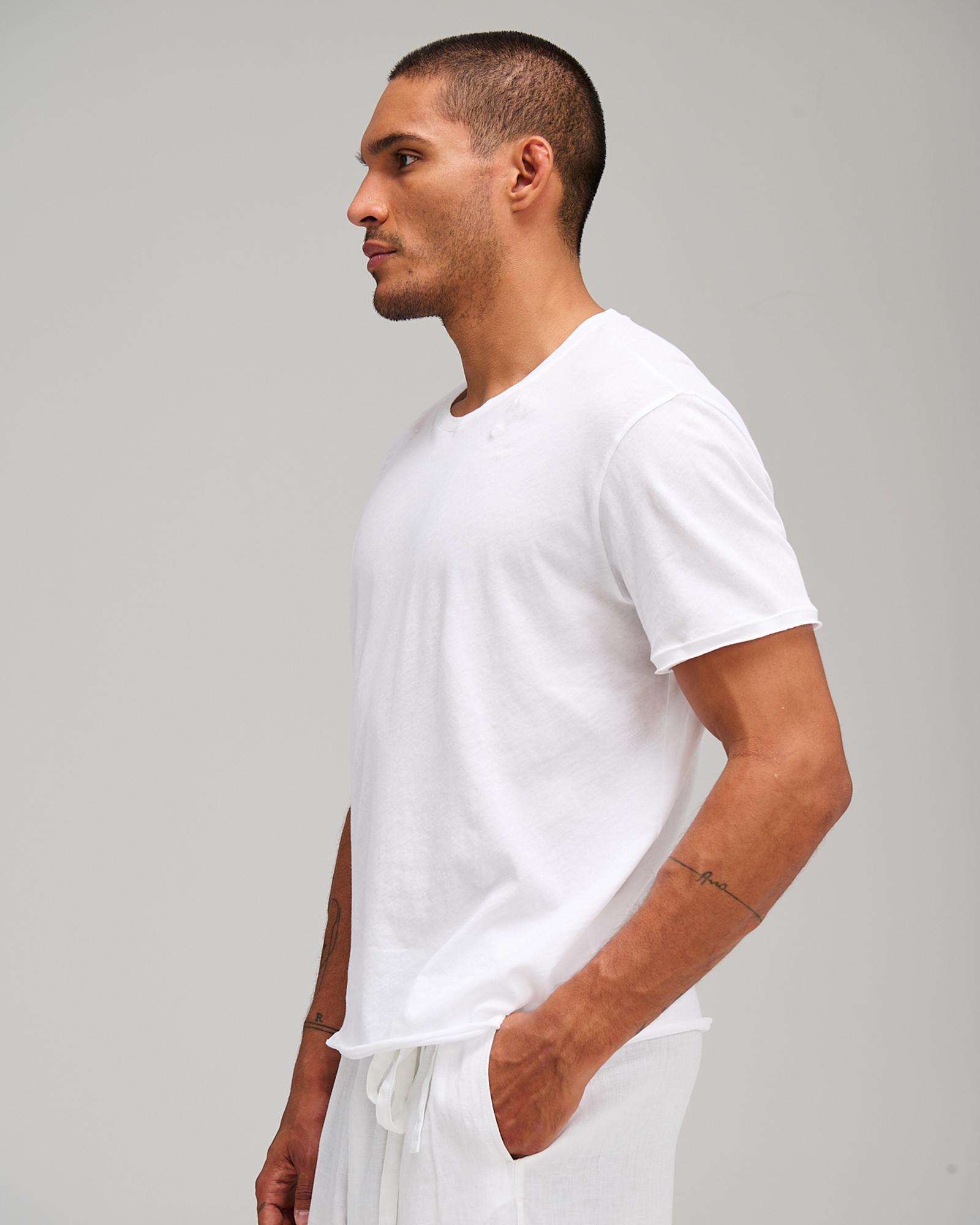 Vintage Jersey Crew Neck Tee - White - Image 2